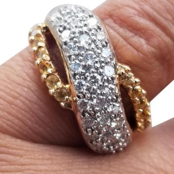 14k diamond citrine gold bypass ring - Picture 4 of 14